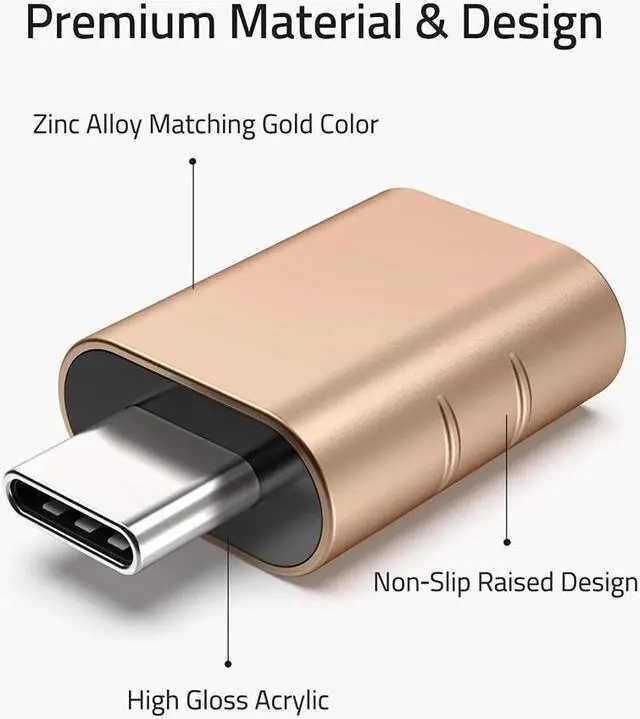 Alt view image 3 of 7 - USB C to USB Adapter Pack of 2 USB C Male to USB3 Female Adapter Compatible with MacBook Pro 2021 iMac iPad Mini 6/Pro MacBook Air 2022 and Other Type C or Thunderbolt 4/3 Devices Space Gold