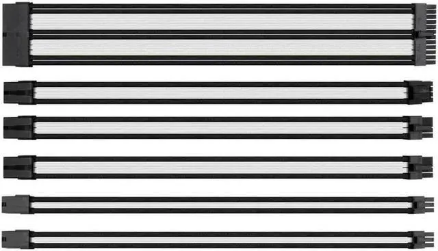 Main image of Sleeve Extension Power Supply Cable Kit ATX/EPS/8-pin PCI-E/6-pin PCI-E with Combs White/Black AC-048-CN1NAN-A1