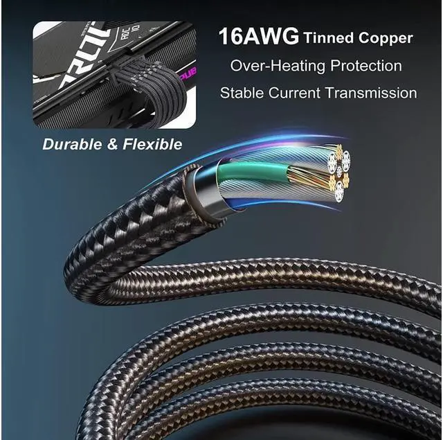 Alt view image 5 of 7 - PCI-e 5.0 Extension Cable, RTX 4090 4080 16Pin(12+4) Male to 4x8Pin Female 12VHPWR Cable PCIE GPU Power Sleeved Extender Cord Compatible for GeForce RTX 4090/4080/4070Ti/3090Ti (14inch, Black)