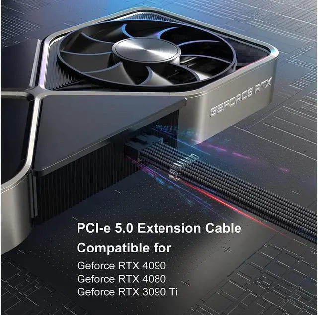 Alt view image 6 of 7 - PCI-e 5.0 Extension Cable, RTX 4090 4080 16Pin(12+4) Male to 4x8Pin Female 12VHPWR Cable PCIE GPU Power Sleeved Extender Cord Compatible for GeForce RTX 4090/4080/4070Ti/3090Ti (14inch, Black)