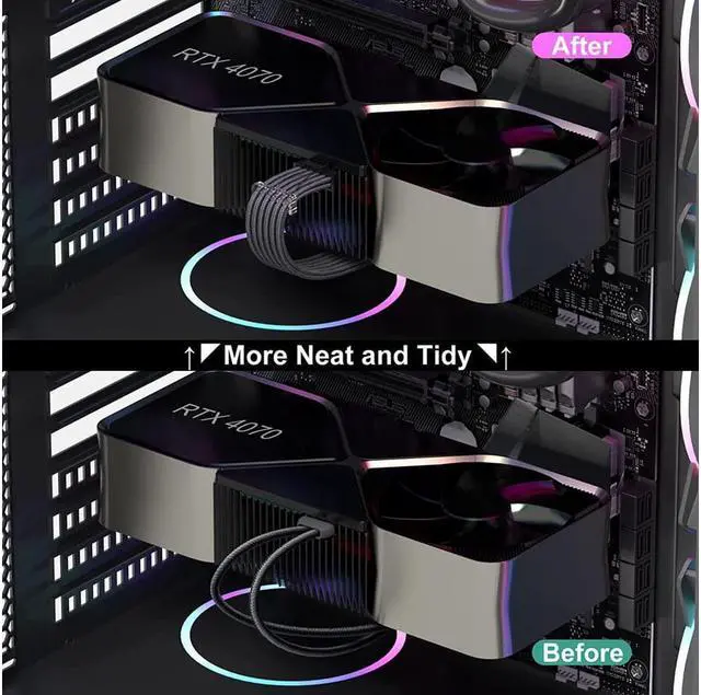 Alt view image 3 of 7 - Visit Best electronics Store
FOLLOW
RTX 4070Ti PCIe 5.0 Power Cable Extender, 12VHPWR 16Pin(12+4) Male to 2x8Pin Female 16AWG Sleeved Extension Cord with Cable Combs Compatible GeForce RTX 4070Ti/407