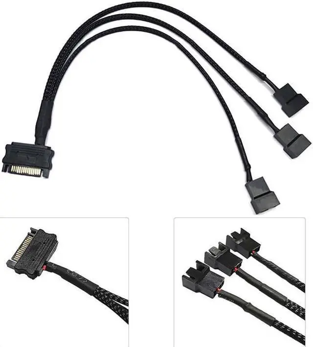 Alt view image 2 of 4 - 1Pcs 30cm SATA 1 To 3 4-Pin Power Cable PC Computer Cooling Fan Splitter Hub Converter Adapter Extension Wire Cord