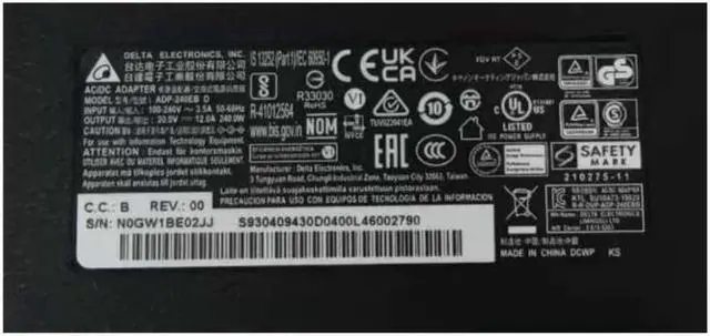 Alt view image 2 of 2 - 20V 12A 240W 4.5x3.0mm DELTA ADP-240EB D Power Supply AC Adapter For MSI Laptop Charger