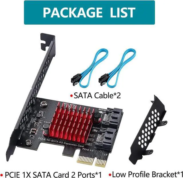 Alt view image 6 of 6 - PCIE 1X SATA Card 2 Ports,with 2 SATA Cables,6 Gbit/s PCIE SATA Expansion Card,PCIE to SATA Controller,PCI-E 3.0 GEN3 JMicron + JMB582 Chip
