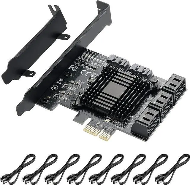 Main image of PCIE 1X SATA Card 8 Ports,with 8 SATA Cables and Low Profile Bracket,PCIE to SATA 3.0 6 Gbps Controller,PCIE to SATA Expansion Card,SATA Controller,SATA PCIE Card,ASM1064+JMB575 Chips