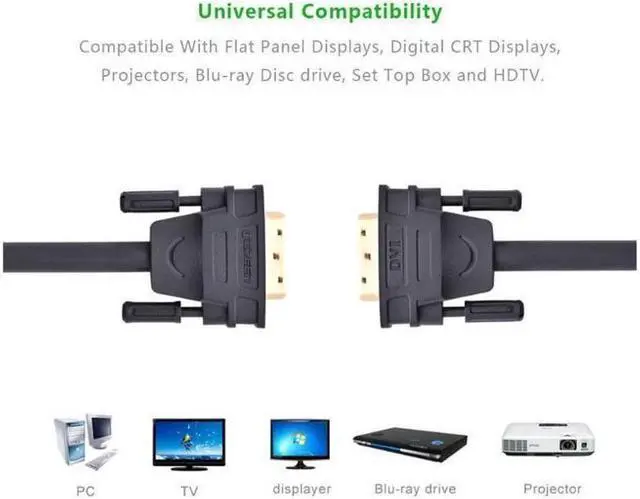 Alt view image 4 of 7 - (3.3ft/1m) DVI Extension cable,DVI-D 24+1 Dual Link Male to Male Digital Video Cable Gold Plated with Ferrite Core Support 2560x1600 and 3D for Gaming, DVD, Laptop, HDTV and Projector, 11672