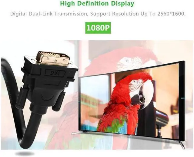 Alt view image 7 of 7 - (3.3ft/1m) DVI Extension cable,DVI-D 24+1 Dual Link Male to Male Digital Video Cable Gold Plated with Ferrite Core Support 2560x1600 and 3D for Gaming, DVD, Laptop, HDTV and Projector, 11672