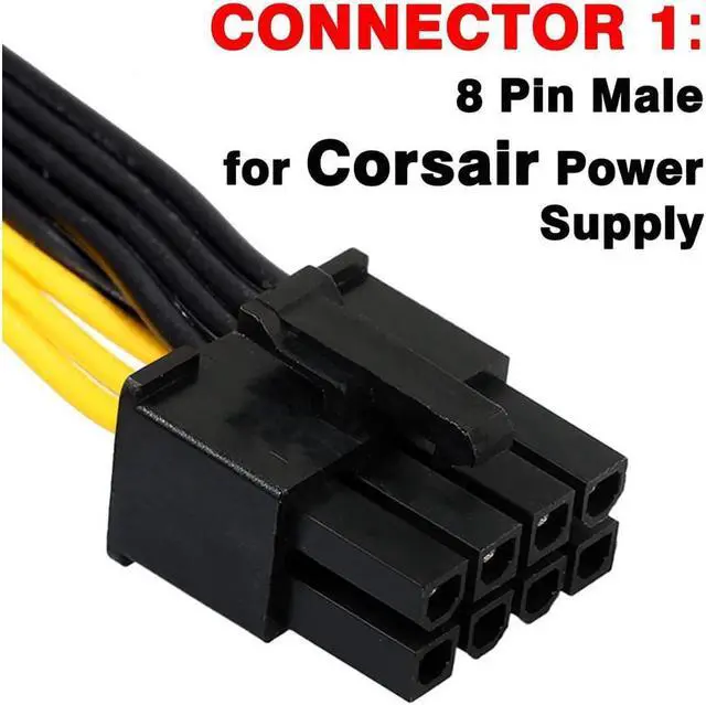 Alt view image 3 of 5 - Atx 8 Pin Male To Dual Pcie 8(6+2) Pin Male, Power Adapter Cable For Corsair Only Modular Power Supply 24+12 Inches