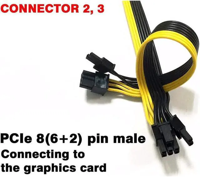 Alt view image 4 of 5 - Atx 8 Pin Male To Dual Pcie 8(6+2) Pin Male, Power Adapter Cable For Corsair Only Modular Power Supply 24+12 Inches