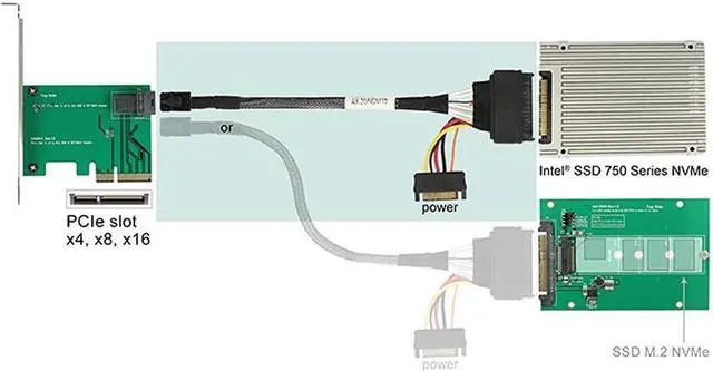 Alt view image 6 of 6 - Internal 12G Mini SAS HD to U.2 / SFF-8643 to SFF-8639 Cable 0.5m with 15Pin SATA Power for U.2 SSD