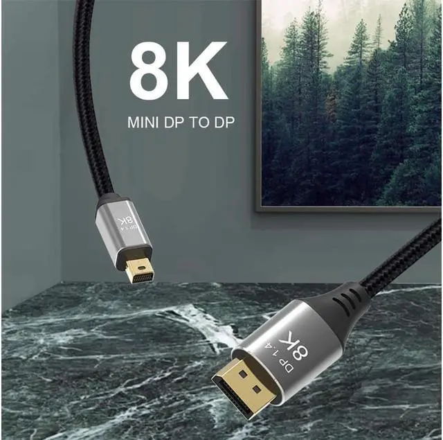 Alt view image 5 of 7 - Mini DP to DisplayPort 8K Cable 8K(7680x4320)@60Hz 4K@144Hz DisplayPort 1.4 Bi-Directional Transmission DisplayPort to Mini DisplayPort 8K Cable 3M 10 ft.