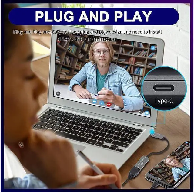 Alt view image 6 of 7 - Video Capture Cards, 4K HDMI to USB 3.0 Video Capture Device, 1080P HD 60fps Broadcast Live and Record Video Audio Grabber for Gaming, Streaming, Teaching, Video Conference (Silver)