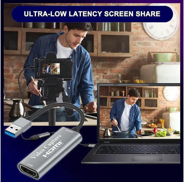 Alt view image 2 of 7 - Video Capture Cards, 4K HDMI to USB 3.0 Video Capture Device, 1080P HD 60fps Broadcast Live and Record Video Audio Grabber for Gaming, Streaming, Teaching, Video Conference (Silver)