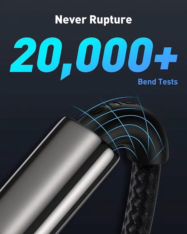 Alt view image 4 of 7 - USB C Cable, Baseus 100W PD 5A QC 4.0 Fast Charging USB C to USB C Cable, Zinc Alloy Nylon Braided Type C Data Cable for Samsung S21 S20+ S10 Note 10 iPad Pro MacBook Pro Google Pixel and more (3.3ft)