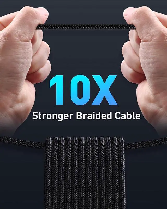 Alt view image 7 of 7 - USB C Cable, Baseus 100W PD 5A QC 4.0 Fast Charging USB C to USB C Cable, Zinc Alloy Nylon Braided Type C Data Cable for Samsung S21 S20+ S10 Note 10 iPad Pro MacBook Pro Google Pixel and more (3.3ft)