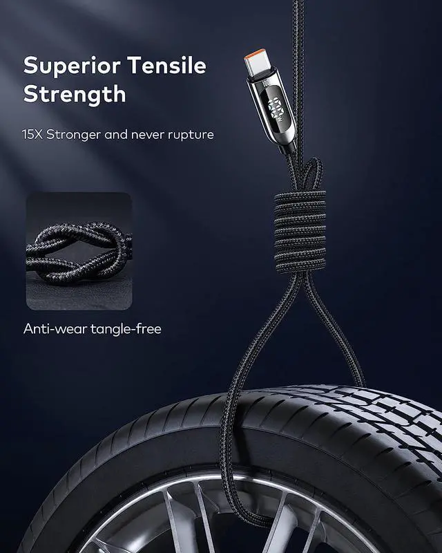 Alt view image 6 of 7 - BUCIER PD 100W USB C Cable, 5A Type C to C Fast Charging Cable, 3.3ft LED Display Cable Nylon Braided USB C 480Mbps Data Cable Compatible with Samsung S21 S20 Note 20 MacBook Pro Google Pixel etc