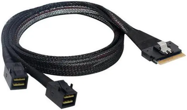Alt view image 4 of 7 - PCI-E Ultraport Slimline SAS Slim 4.0 SFF-8654 8i 74pin to Dual SFF-8643 4i Mini SAS HD Cable PCI-Express
