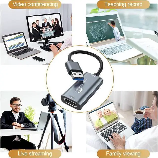 Alt view image 6 of 6 - 4K HDMI Video Capture Card,Video Record Card,Audio Capture Adapter,HDMI to USB Audio Video Recording in 1080P@30Hz, 4K@30Hz for Teaching,Broadcasting,Gaming,Streaming,Video Conference (1 Pack, Silver)