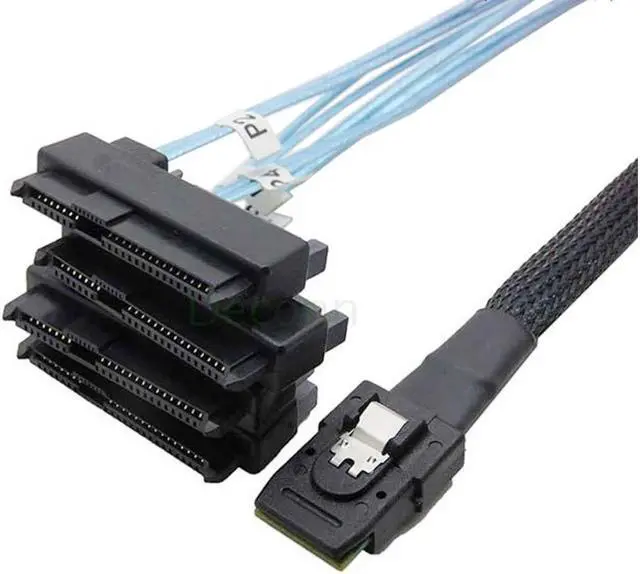 Alt view image 2 of 3 - SATA Cable to 4 SFF-8482 Target Mini SAS SFF-8087 Host SAS Disk