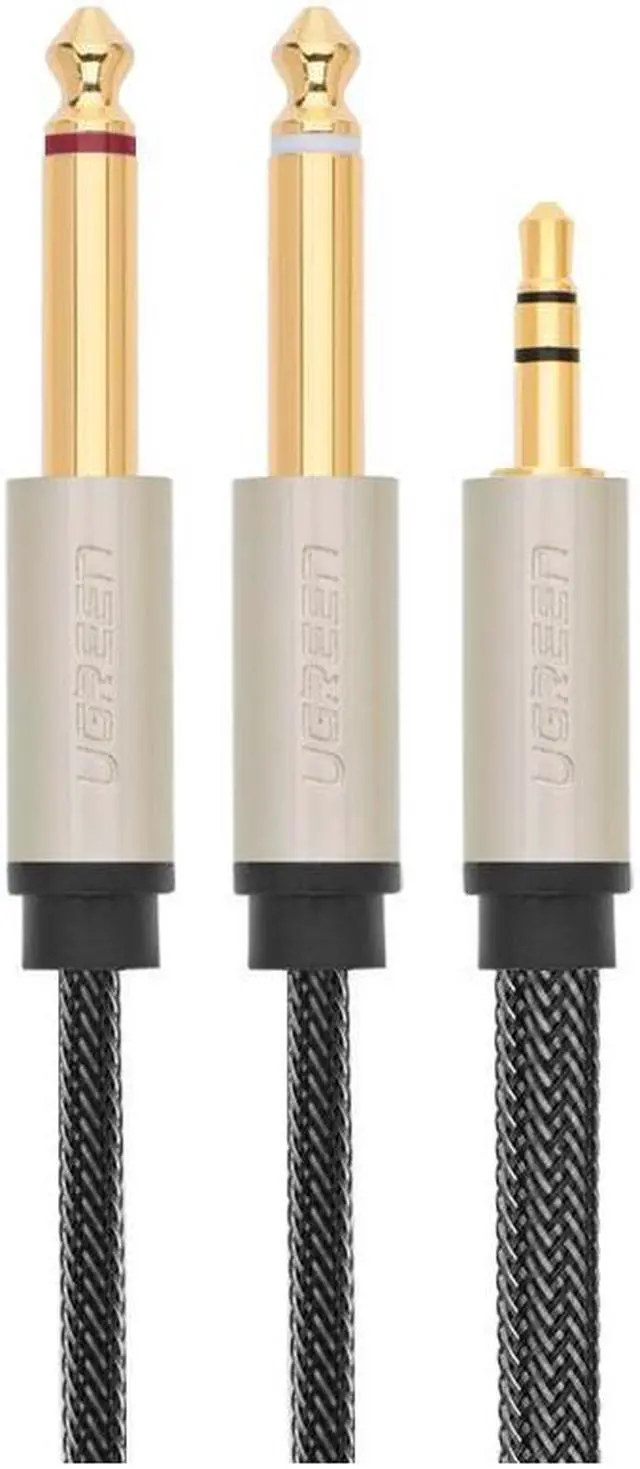 Alt view image 3 of 5 - 3.28ft/1m High quality 3.5mm to Dual 6.35mm audio Y golden cable ,3.5mm male to 2 x 6.35mm male cable