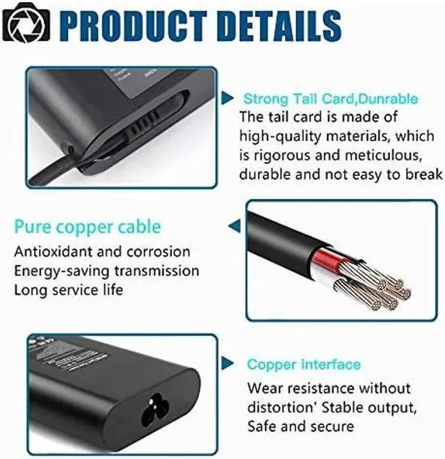 Alt view image 4 of 5 - 130W USB C Laptop Charger for Dell XPS 15 9500 7590 17 9700 9575 Precision 3560 3550 5560 5750 5550 5530 2in1 Latitude 7410 7310 7210 9410 9510 5420 5411 5501 Slim Power Adapter Type-C Replacement