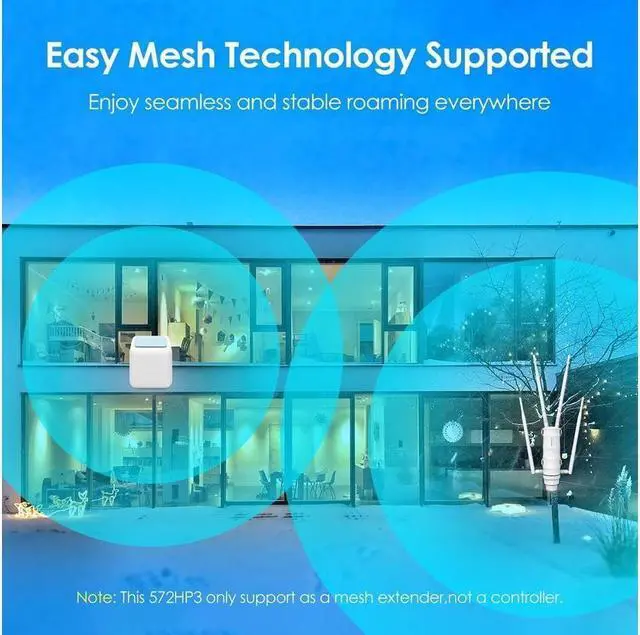 Alt view image 3 of 7 - AC1200 Outdoor WiFi Extender with Passive POE Wireless High Power Outdoor Weatherproof Wi-Fi Range Repeater Access Point, Dual Band 2.4GHz 5GHz, 4x7dBi Detachable Antenna