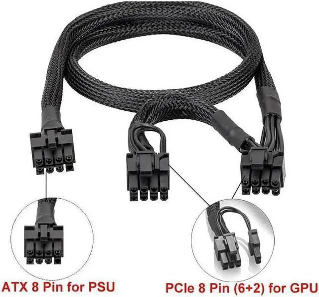 Alt view image 5 of 7 - PCI-E 8pin to Dual 8(6+2)Pin Power Supply Cable PCIe 8 Pin 1 to 2 Spliter ATX 8pin PSU to GPU PCIE 8Pin for  RM1000 RM850 RM750 RM650 RM550 RM450