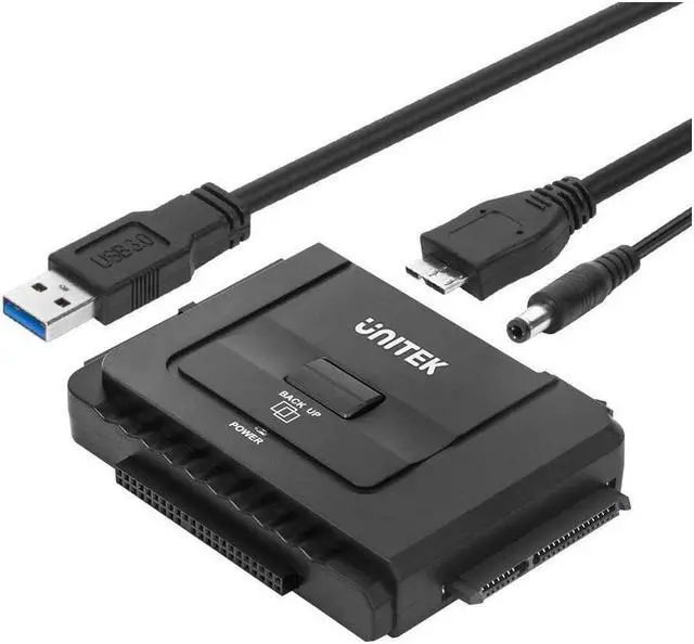 Main image of Unitek USB 3.0 to IDE & SATA Converter External Hard Drive Adapter Kit for Universal 2.5/3.5 HDD/SSD Hard Drive Disk, One Touch Backup Function and Restore Software, Included 12V/2A Power Adapter
