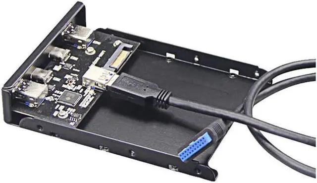 Alt view image 3 of 4 - Dual 5Gb/s USB 3.1 Type-C & USB 3.0 Computer 3.5 inch Floppy Bay Front Panel 4 Ports USB Hub, USB3 19Pin to 2x USB 3.0 USB-C + 2x Type A Splitter Adapter