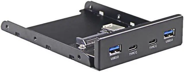 Alt view image 2 of 4 - Dual 5Gb/s USB 3.1 Type-C & USB 3.0 Computer 3.5 inch Floppy Bay Front Panel 4 Ports USB Hub, USB3 19Pin to 2x USB 3.0 USB-C + 2x Type A Splitter Adapter