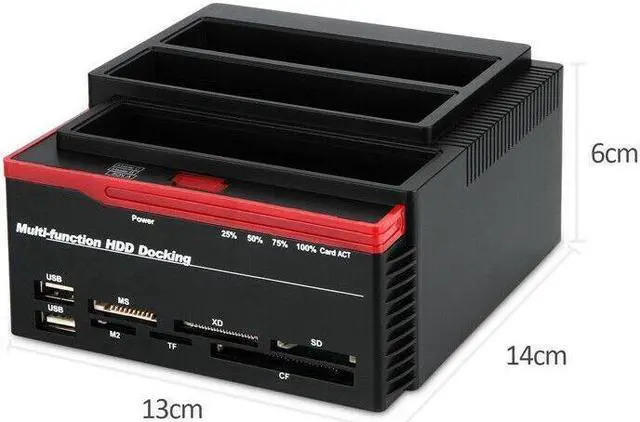 Alt view image 7 of 7 - HDD Docking Station IDE SATA Dual USB 3.0 Clone Hard Drive Card Reader 3-Bay