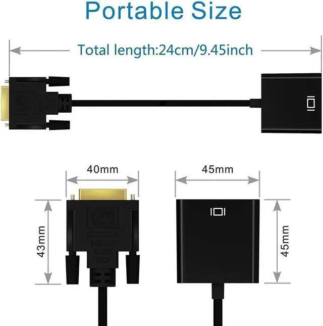 Alt view image 2 of 5 - DVI to VGA Adapter,1080p Active DVI-D to VGA Adapter Converter 24+1 Male to Female Adapter