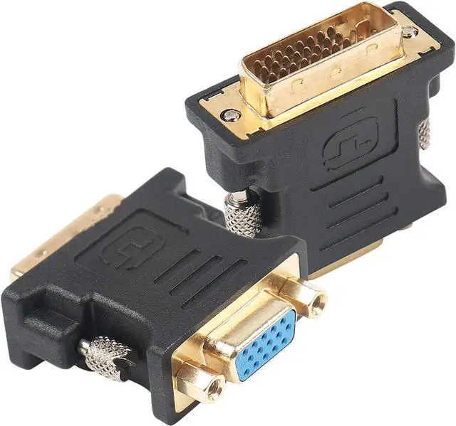 Main image of DVI-I to VGA Adapter, 2 Pack DVI 24+5 to VGA Male to Female Adapter with Gold Plated Cord