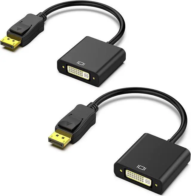 Main image of DisplayPort to DVI DVI-D Single Link Adapter, Display Port to DVI Converter Male to Female Black 2-Pack