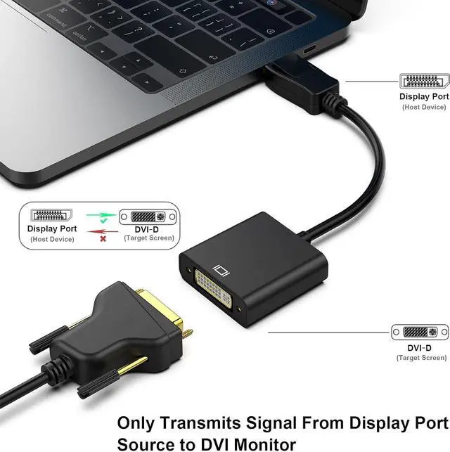 Alt view image 2 of 3 - DisplayPort to DVI DVI-D Single Link Adapter, Display Port to DVI Converter Male to Female Black 2-Pack