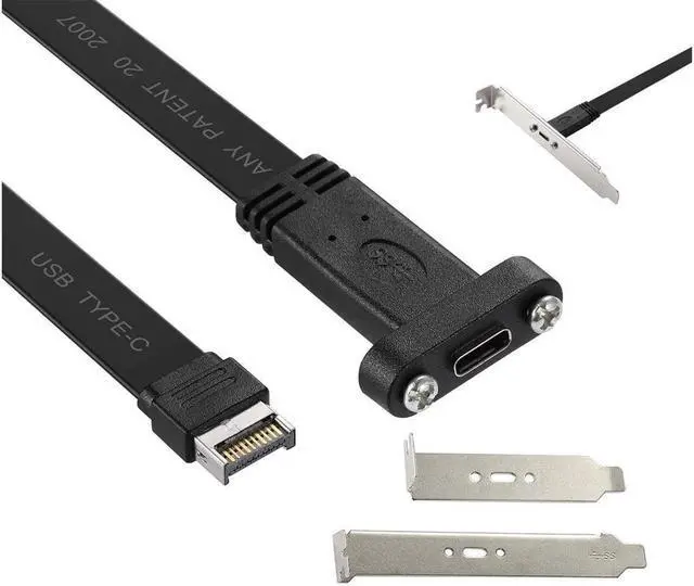 Main image of USB 3.1 Type C Front Panel Header Extension Cable cm, USB 3.1 Type E to USB 3.1 Type C Cable,Gen 2 10 Gbps Internal Adapter Cable,with Mount Screw (26cm)
