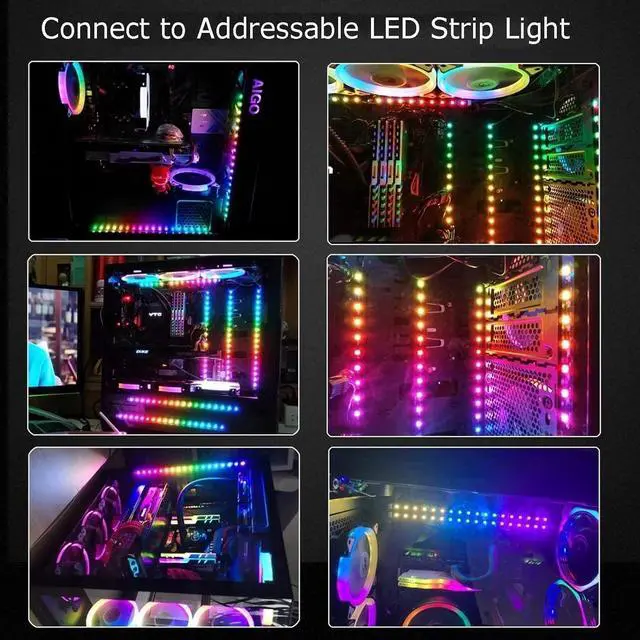 Alt view image 4 of 7 - ARGB Splitter Cable, 5V 3 Pin Addressable RGB Splitter Cable with SM 3 Pin Male Connector for Computer Chassis, 1 to Dual ARGB Cable, 11.8 Inches, 2 Pack (1 to 2 ARGB Spliter Cable (Male))