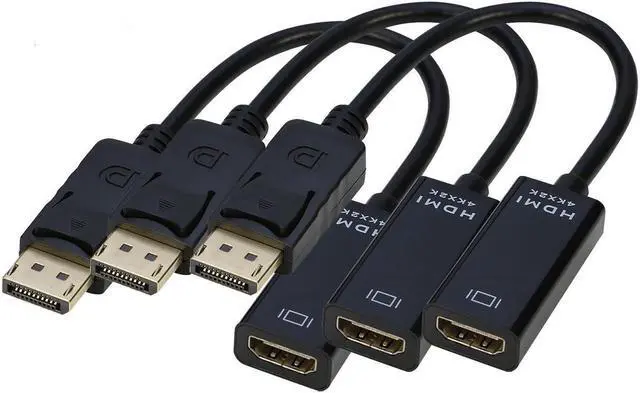 Main image of DP Displayport to HDMI Adapter 4K x 2K,  Display Port to HDMI Male to Female Gold-Plated Cord Compatible for HP 3-Pack