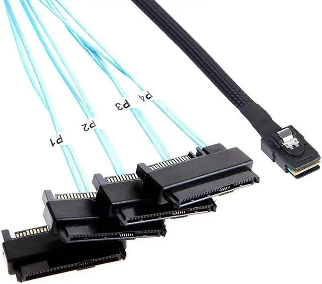 Main image of BUCIER Mini-SAS a SAS-Cable: 0.5 M Mini-SAS interno SFF-8087 a SFF-8482 4X SAS 29 pines con cable adaptador SATA-Power (1.6 ft)