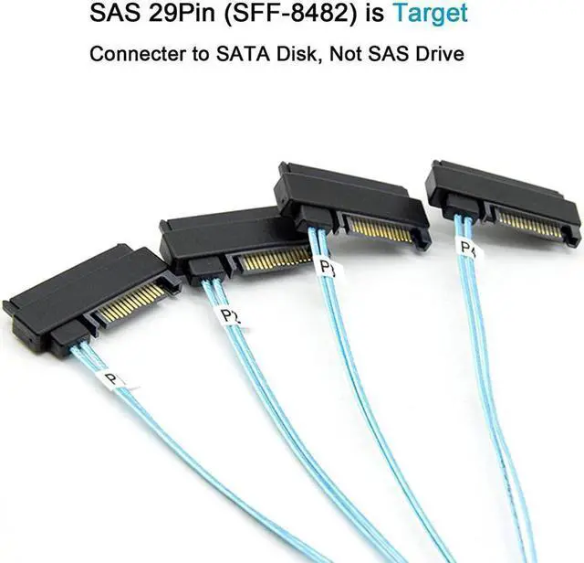Alt view image 3 of 6 - BUCIER Mini-SAS a SAS-Cable: 0.5 M Mini-SAS interno SFF-8087 a SFF-8482 4X SAS 29 pines con cable adaptador SATA-Power (1.6 ft)