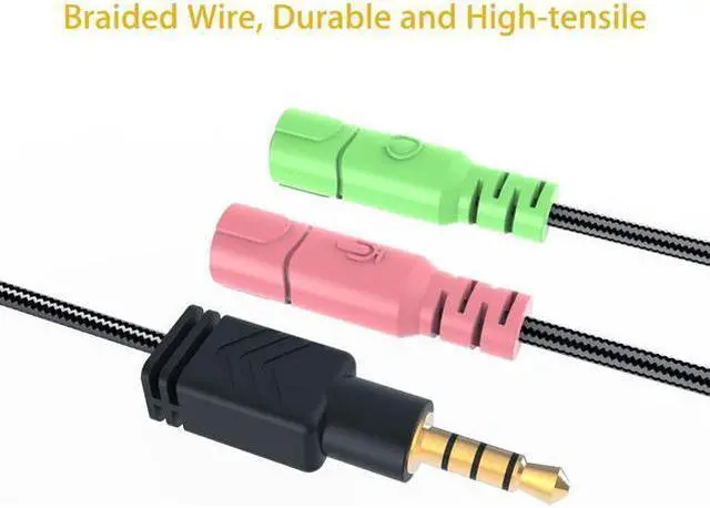 Alt view image 6 of 7 - BUCIER Headphone Mic Splitter, 3.5mm Headset Adapter (Microphone + Audio) 2 TRS Female to TRRS Male CTIA Stereo Jack Y Cable Compatible for Dual-Plug Gaming Headset to PS4, Phone, Laptop, PC,0.6 Feet