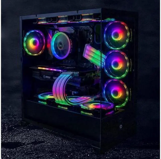 Alt view image 6 of 7 - BUCIER RGB PC Cables,Strimmer 3x8 pin Extension Cable,PC Graphic Card Power Supply,5V 3Pin Sync ARGB PSU Cable