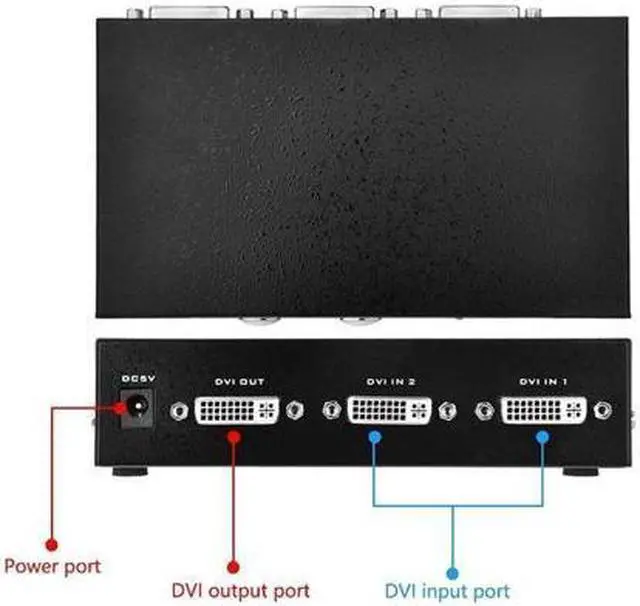 Alt view image 4 of 7 - BUCIER DVI Switch Box, 2 in 1 Out DVI Selector for PC Laptop DVR Projector HDTV DVI Port Devices, Support 1920x1440, 165Mhz Bandwidth