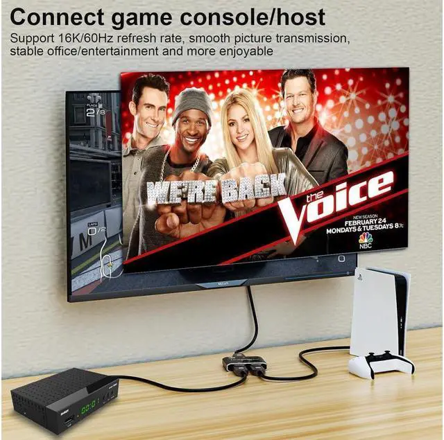 Alt view image 5 of 7 - BUCIER 2 Port DisplayPort Switch, 16K@60Hz DP Switch Bi-Direction 8K@120Hz 4K@240Hz Displayport Splitter Converter for Multiple Source and displays 16K DP Video Converter
