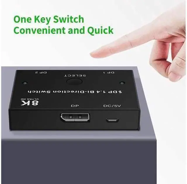 Alt view image 4 of 7 - BUCIER 8K Displayport 1.4 Switch, Bi-Directional 1in 2 Out or 2in 1out DP 1.4 Switcher Converter Supports 8K@30Hz 4K@120hz 2K@144hz for Dual DP Sources or Displays