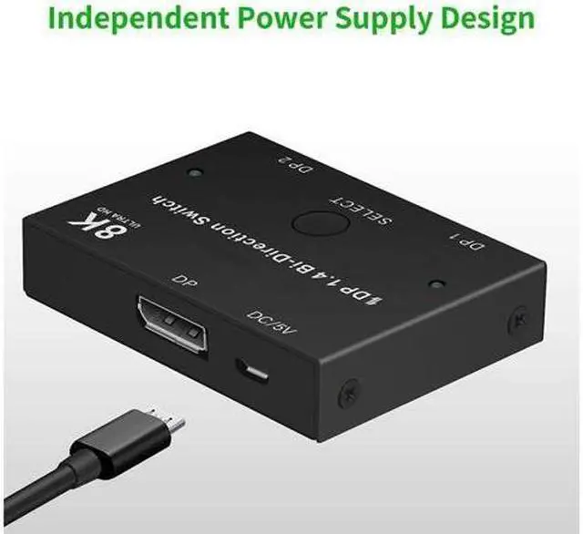 Alt view image 6 of 7 - BUCIER 8K Displayport 1.4 Switch, Bi-Directional 1in 2 Out or 2in 1out DP 1.4 Switcher Converter Supports 8K@30Hz 4K@120hz 2K@144hz for Dual DP Sources or Displays