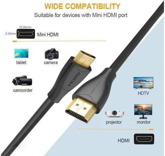 Alt view image 3 of 7 - BUCIER Mini HDMI to HDMI Cable, 4K HDMI to mini HDMI 2.0 Bidirectional High Speed Adapter, for Graphics Card,HDTV,Tablet,Camera,S.ony HDR-XR50,6ft