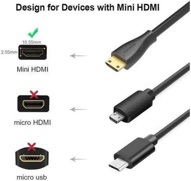 Alt view image 2 of 7 - BUCIER Mini HDMI to HDMI Cable, 4K HDMI to mini HDMI 2.0 Bidirectional High Speed Adapter, for Graphics Card,HDTV,Tablet,Camera,S.ony HDR-XR50,6ft