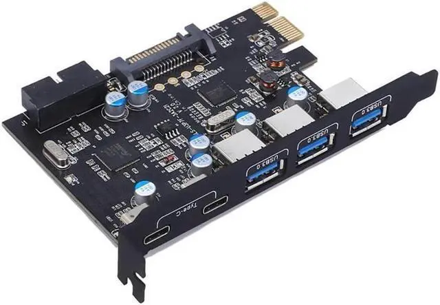 Main image of BUCIER PCI Express Card to 3 PORTS USB 3.0 2 PORTS USB3.1 Type C Internal USB 3.0 20PIN 7 Ports USB HUB pcie to Type-c Converter Card