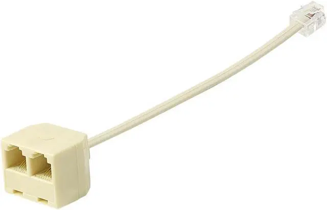 Main image of BUCIER RJ11 6P4C M/F 2 Way Telephone Jack Splitter Phone Line Extender Adapter White